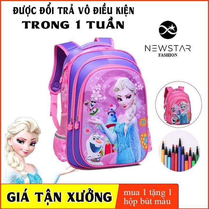 Balo đi học Balo cho bé gái cao cấp thiết kế hình công chúa chống gù lưng, vải dù siêu nhẹ, chống thấm