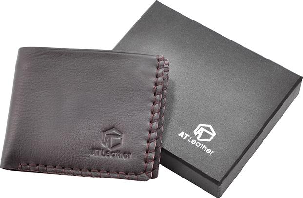 Ví Da Bò Nam Viền May Thủ Công AT Leather AT105 (12 x 9.5 cm)