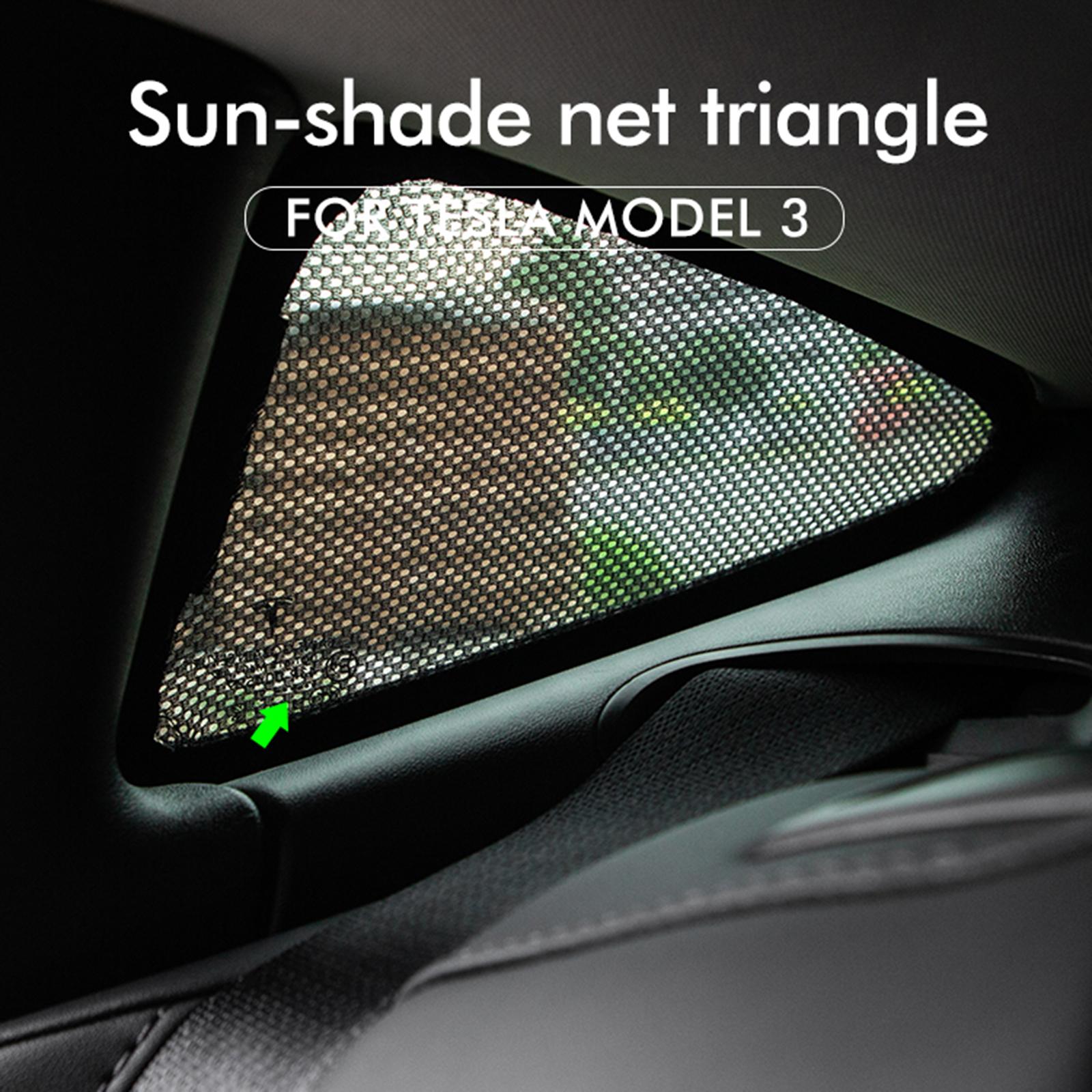 Set of 2 Window Sunshade Cover Triangular Net Protector for Tesla Model 3
