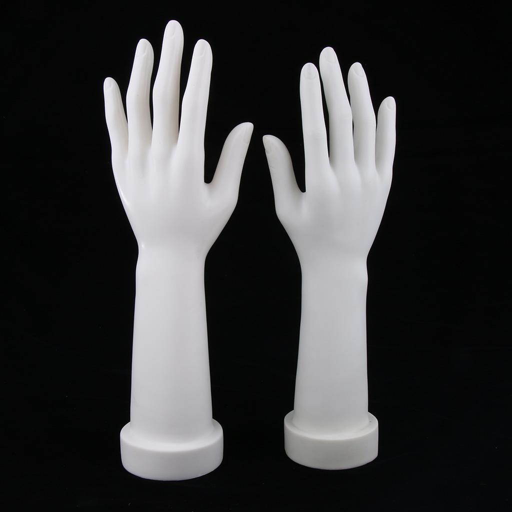 1Pair White Female Hands Mannequin Jewelry Showcase Ring Gloves Women Left&Right Woman Hand Screen