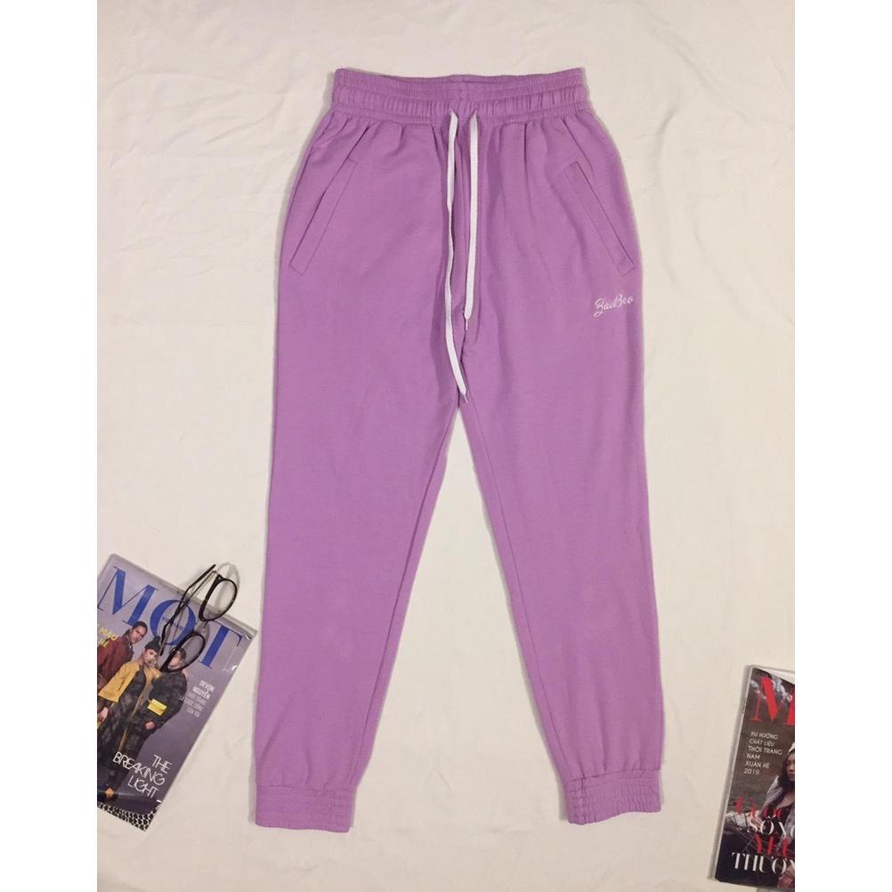 quần nỉ nữ cotton Jogger sport _ thêu chữ