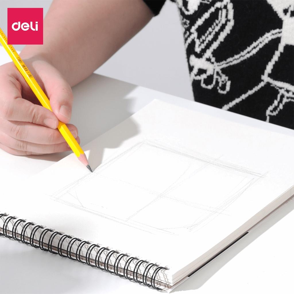 Sổ Tay Vẽ Phác Thảo Chuyên Nghiệp 100gsm 80 Trang Cao Cấp Finenolo Deli - Sketchbook Giấy Trơn Gáy Xoắn Ngang - EN025