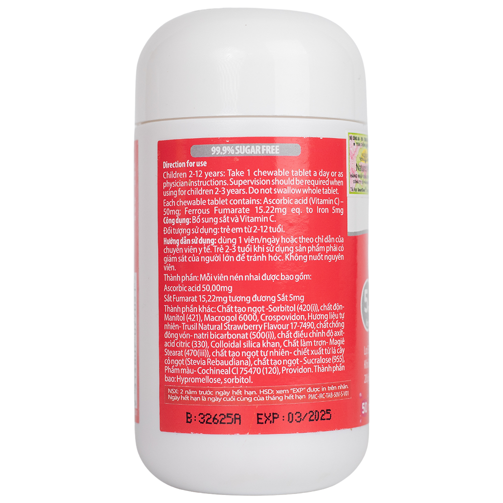 Nature's Way Kids Smart IRON C - Bổ Sung Sắt Cho Trẻ Em (50 viên /Lọ)