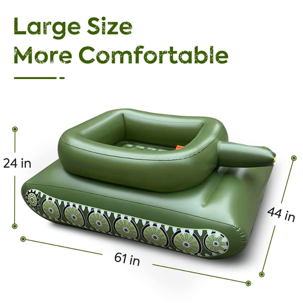 Phao Bơi Xe Tăng Bắn Nước Inflatable Tank Pool size lớn (160x110x60cm)