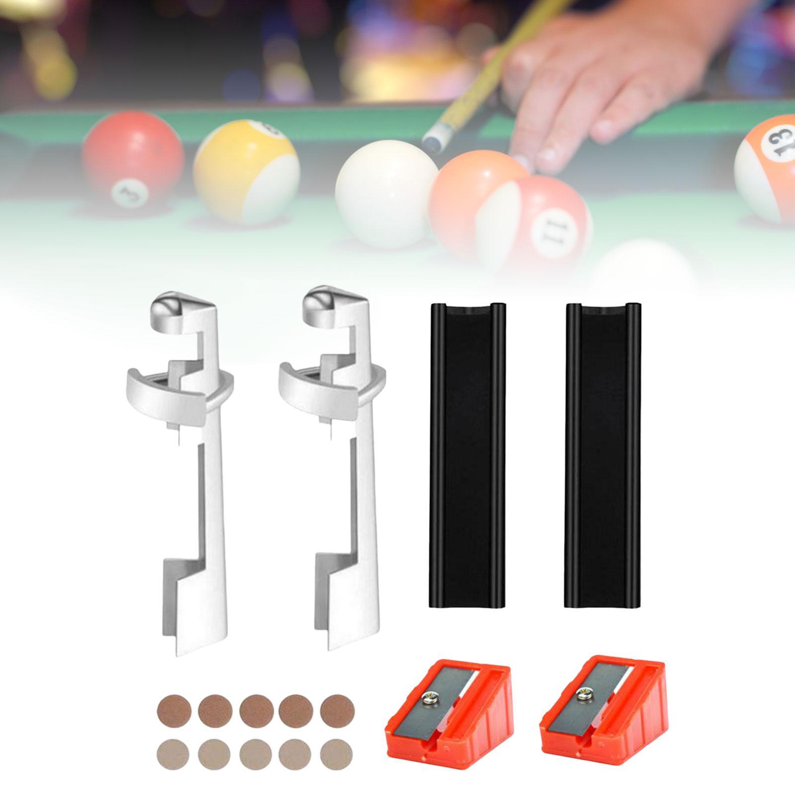 16pcs Pool Cue Repair Set: 2 Pool Cue Tip Clamp, 10 Billiard Cue Tips, 2 Shaping, 2 Planers