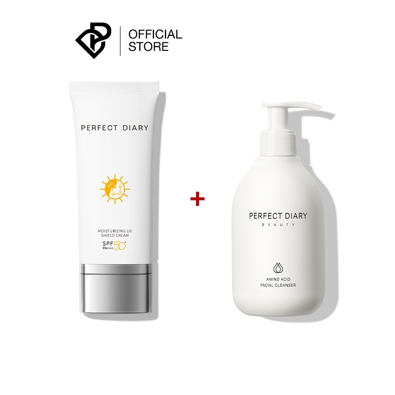 Set of Kem chống nắng 60ml + Sữa rửa mặt Perfect Diary Axit amin 200ml Tiết Kiệm