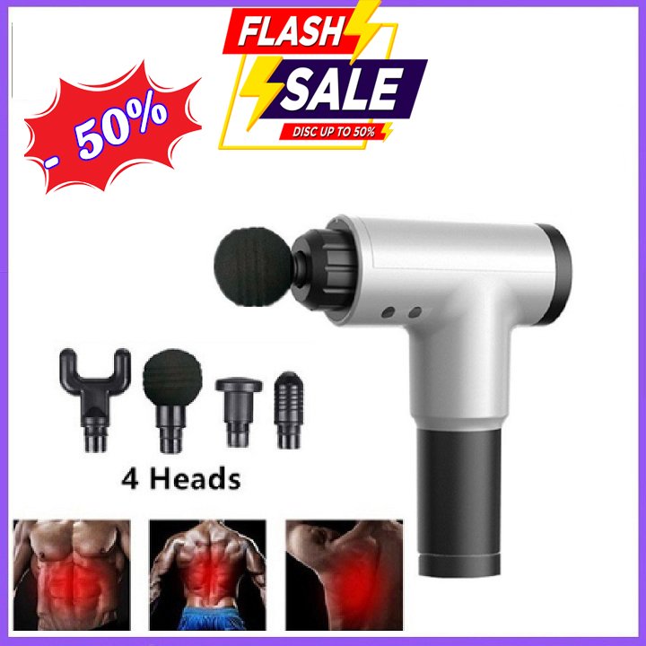 S.úng Massage Gun 4 Đầu 6 Chế Độ Rung