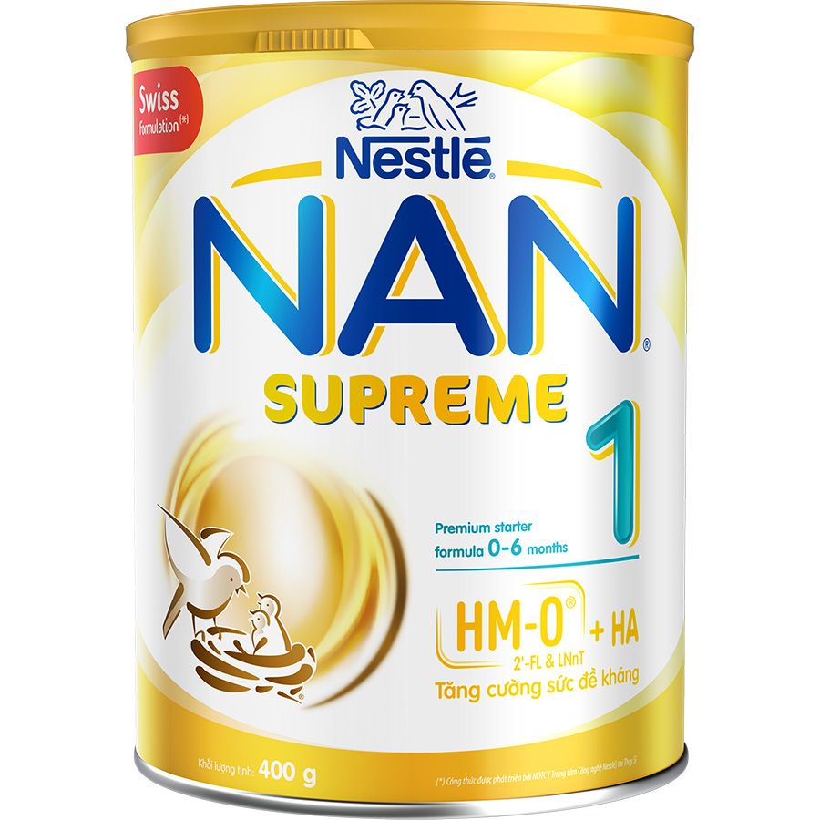 Sản phẩm dinh dưỡng công thức Nestlé NAN SUPREME  1 lon 400g (CÔNG THỨC BỔ SUNG 2HM-O)