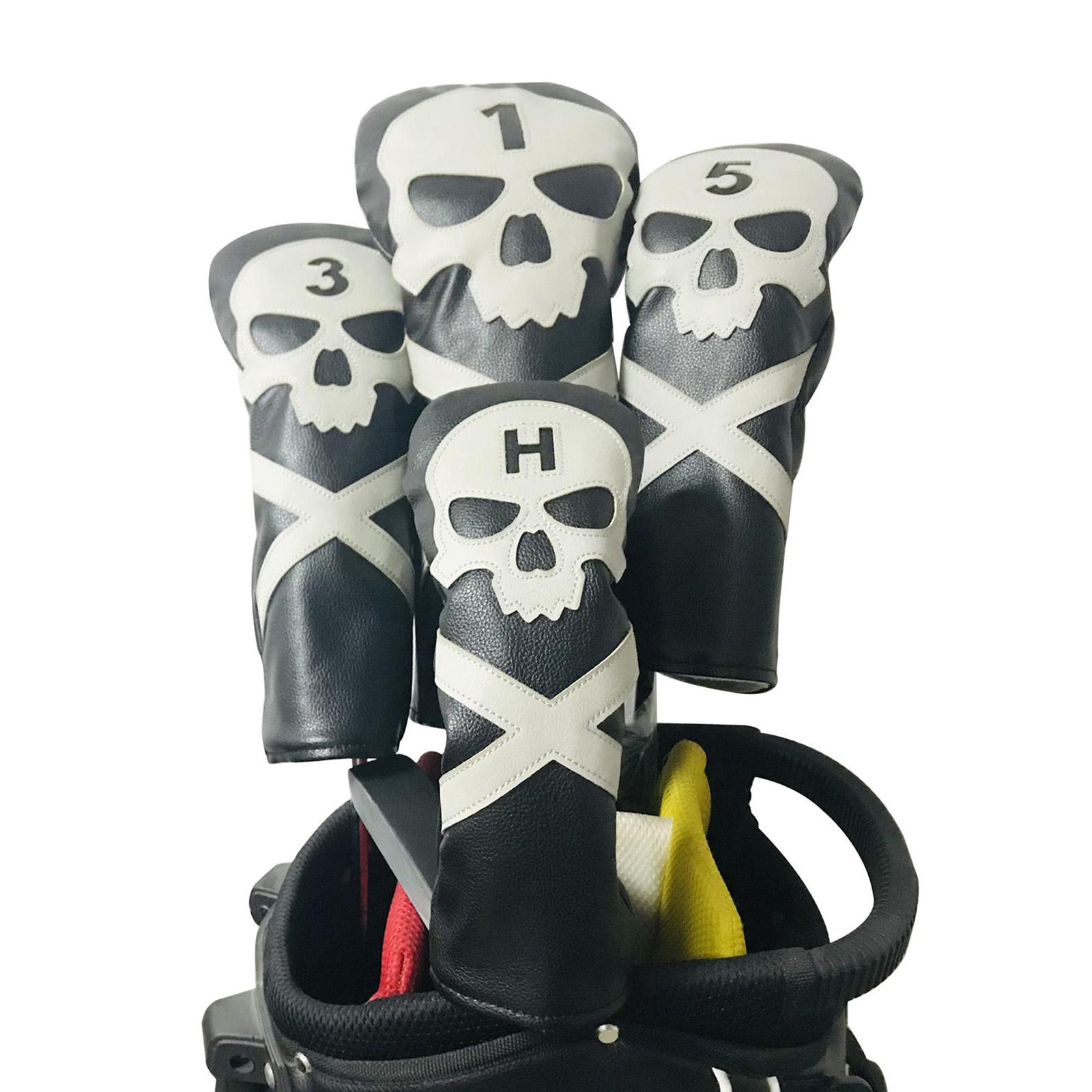 1x Skull Golf Head Cover Fairway Hybrid Driver Wood Club Headcover Sleeve Guard