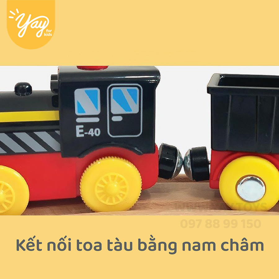 Mô Hình Đồ Chơi Đoàn Tàu Gỗ Từ 50-70 Chi Tiết Chạy Được Cho Bé 3+ - Tooky toy