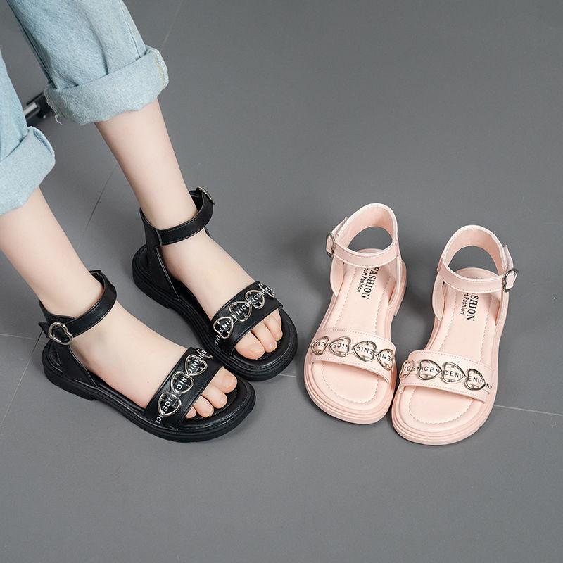 Sandal cho bé gái Dép La Mã xăng đan quai ngang Xăng đan trẻ em đế mềm chống trượt họa tiết trái tim