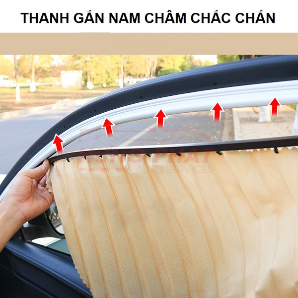 Bộ 4 Rèm Che Nắng Xe Ô Tô Chất Liệu Vải Cao Cấp, Gắn Nam Châm Thông Minh