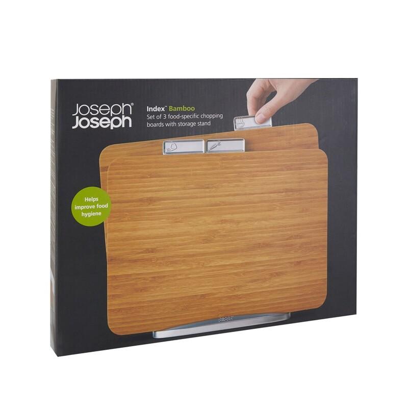 Bộ 3 Thớt Tre Cao Cấp Joseph Joseph, Cutting Board, Thớt Kháng Khuẩn Nhập Đức, Giá Đỡ Kim Loại, Chống Cong Vênh