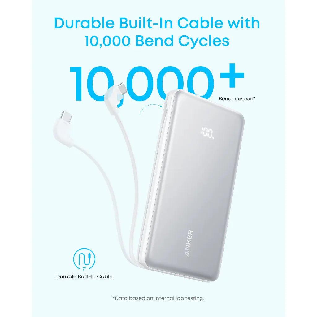 Sạc dự phòng Anker Zolo 1C1A 22.5W 10000mah (Built-In USB-C Cable) Đen (Black) A110D - Hàng Chính Hãng