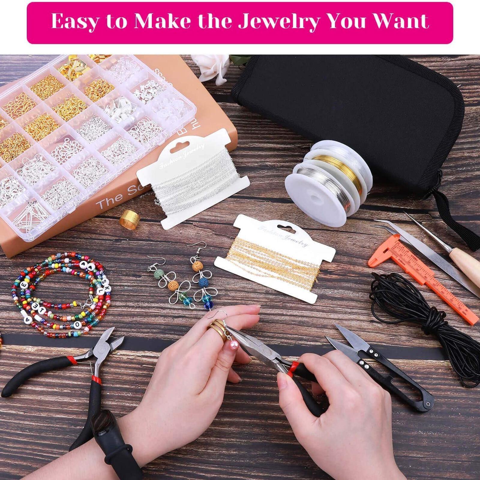 Jewelry Making Pilers Tweezers Tools Kit with Zipper Storage Case for Jewelry Crafting and Necklaces Bracelets Accessories Repair