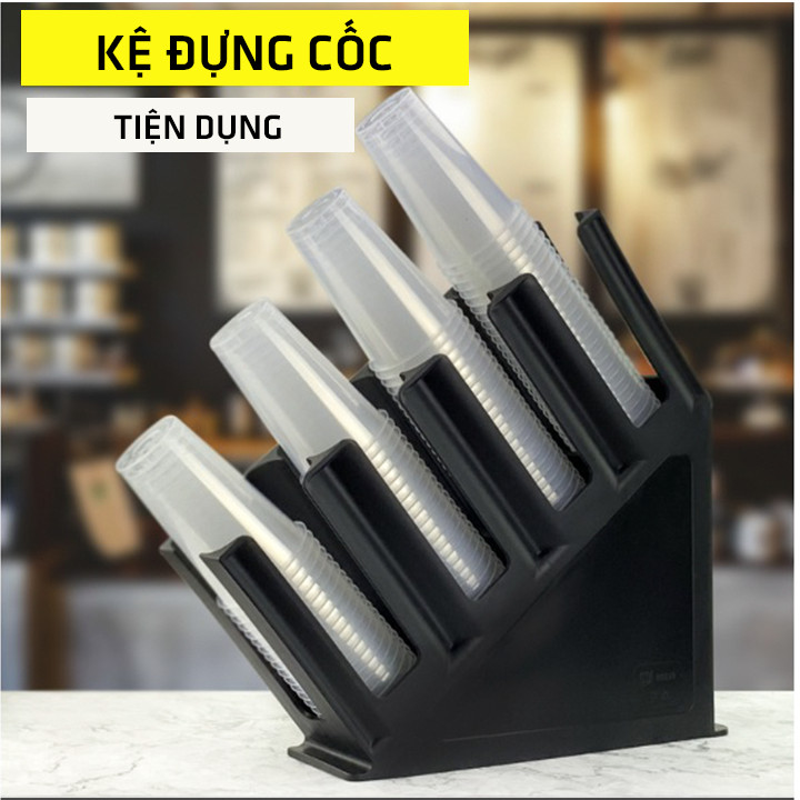 KỆ ÚP CỐC TRÀ SỮA NGHIÊNG - 4 NGĂN – NHỰA ABS CAO CẤP - NHỎ GỌN, TIỆN DỤNG