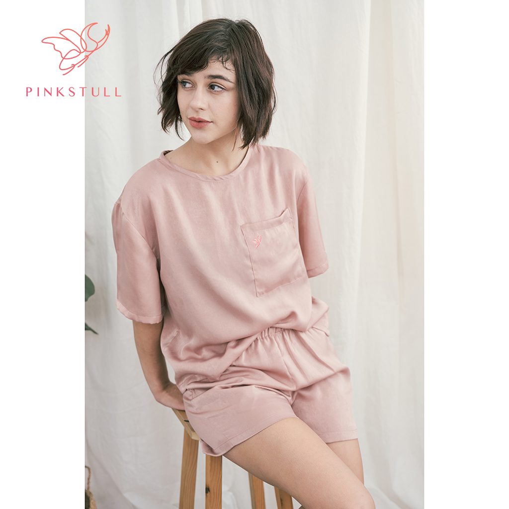 Bộ đồ ngủ Pinkstull Basic tay ngắn quần ngắn lụa trơn