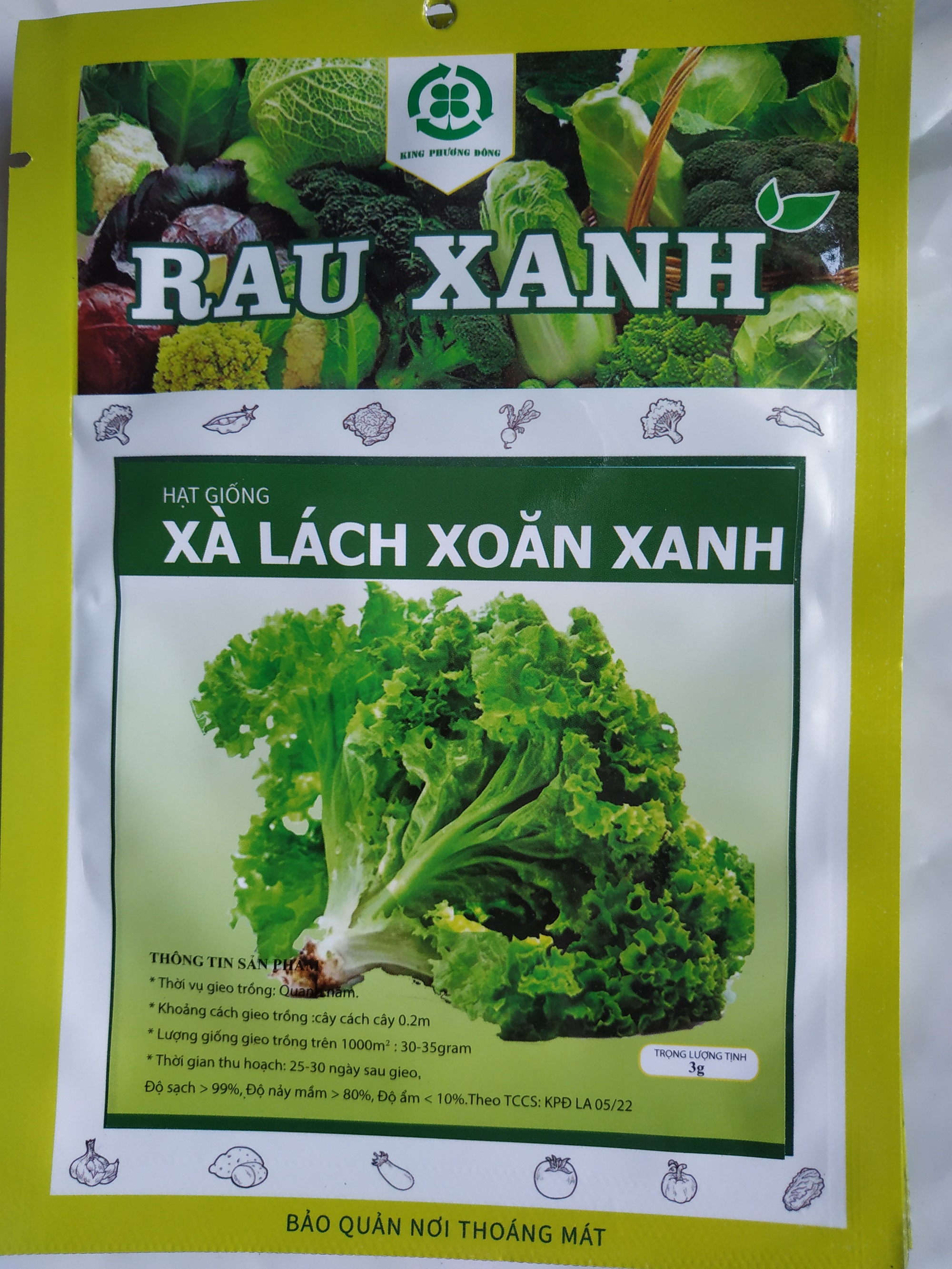 Hạt giống XÀ LÁCH XOĂN XANH - gói 3 gram