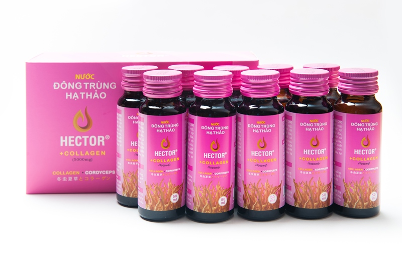 Hộp 10 chai Hector collagen nước đông trùng hạ thảo -  Sản phẩm trẻ hóa nhanh