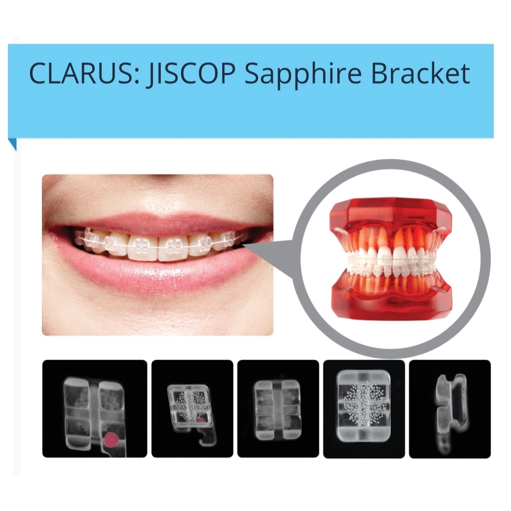 Mắc cài Pha Lê_Jiscop (Clarus:Monocrystal Ceramic bracket) 022 (H3,4,5)_Dùng trong nha khoa_Niềng răng_Chỉnh nha [Chính hãng][Ảnh thật