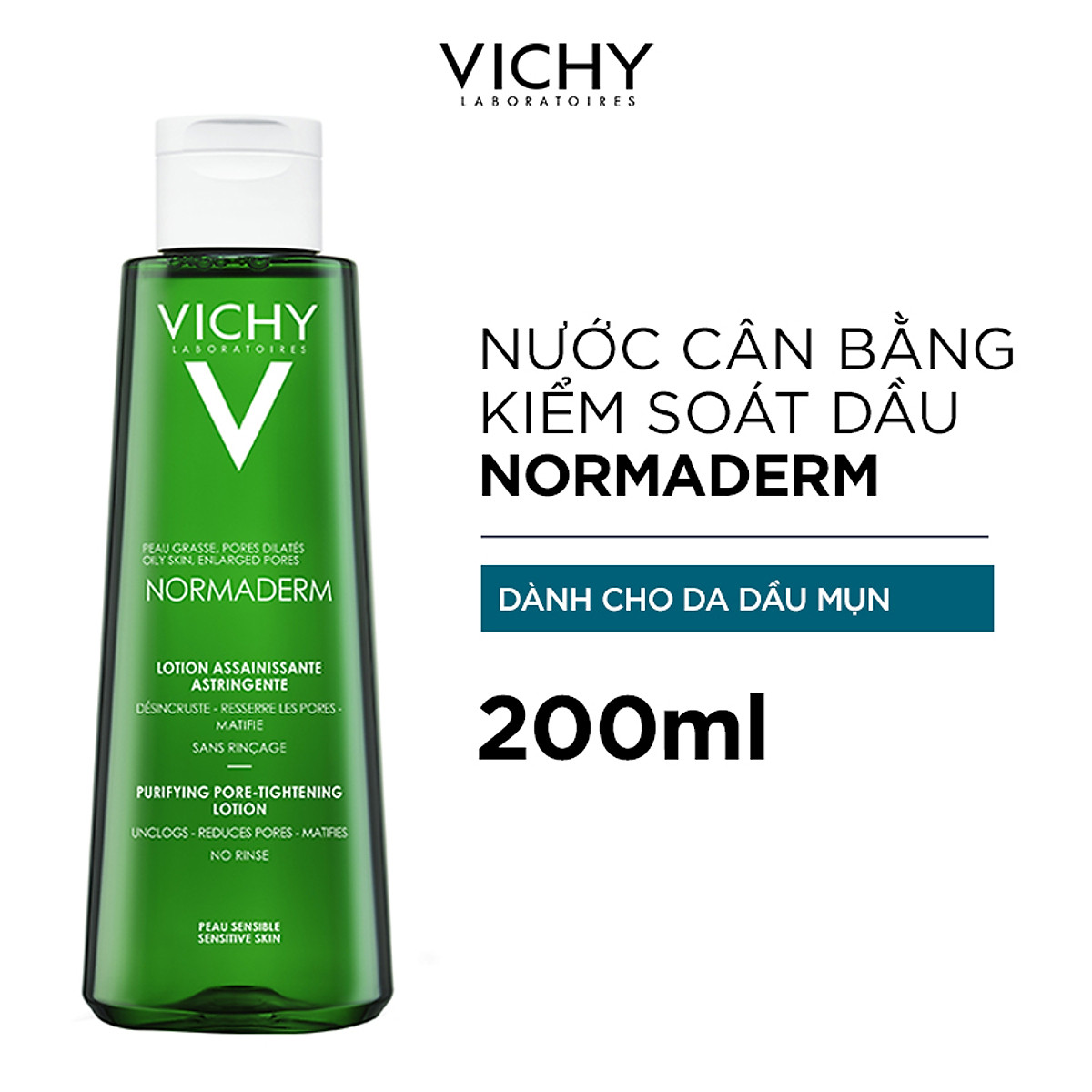 Nước Cân Bằng Da VICHY Normaderm Purifying Pore-Tightening Lotion 200ml