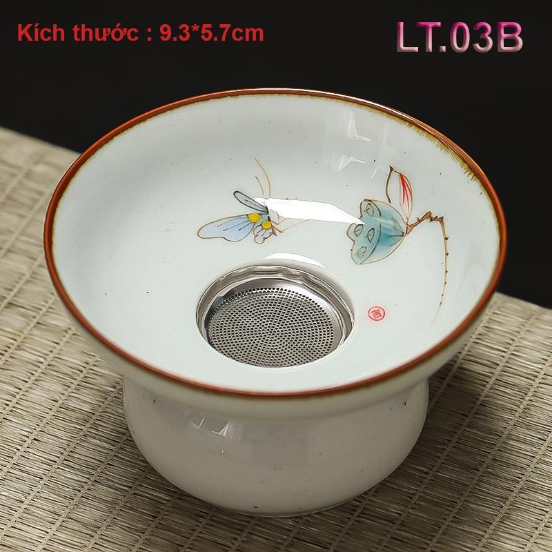 Lọc, Lược Trà Sứ Cảnh Đức Trấn Hàng Thủ Công Họa Tiết Vẽ Tay (Lưới Lọc Inox 304)