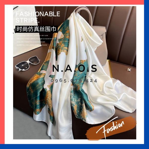 Khăn choàng lụa dài đi biển, đi du lịch- Khăn lụa satin nữ thời trang dáng dài 90x180 quàng cổ-NAO06