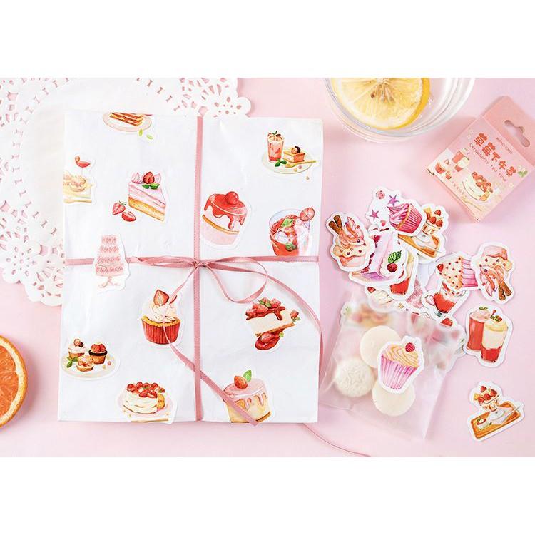 Bộ 46 Sticker Hàn Quốc hình Bánh Kem dễ thương dán trang trí E11