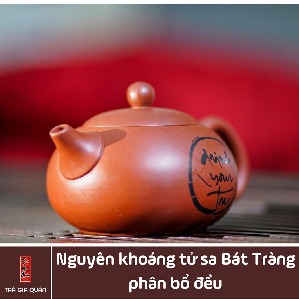 Ấm Uống Trà Độc, Song Ẩm YOU DRINK TEA Gốm Tử Sa Bát Tràng Đỏ Son Trà Gia Quán Họa Tiết Trơn Ánh Kim Sa