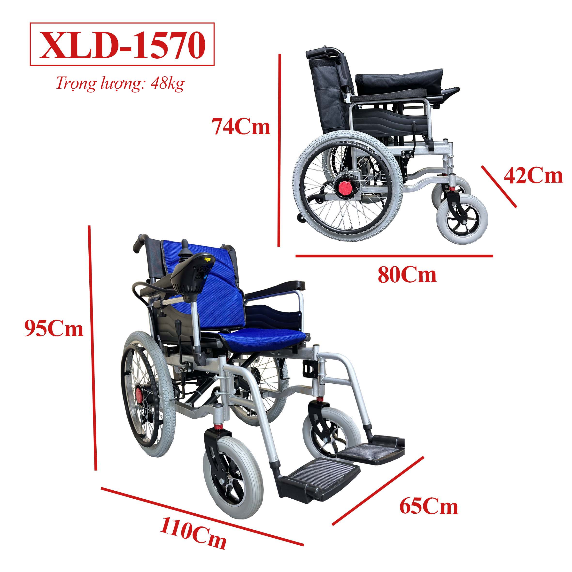 Xe Lăn Điện Bánh Hơi Tuỳ Chỉnh, Tải Trọng 150kg, Pin Lên Tới 20km, Chính Hãng NIKITA XLD-1570