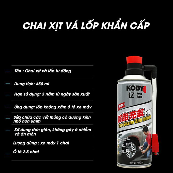 Bình vá lốp khẩn cấp tức thời