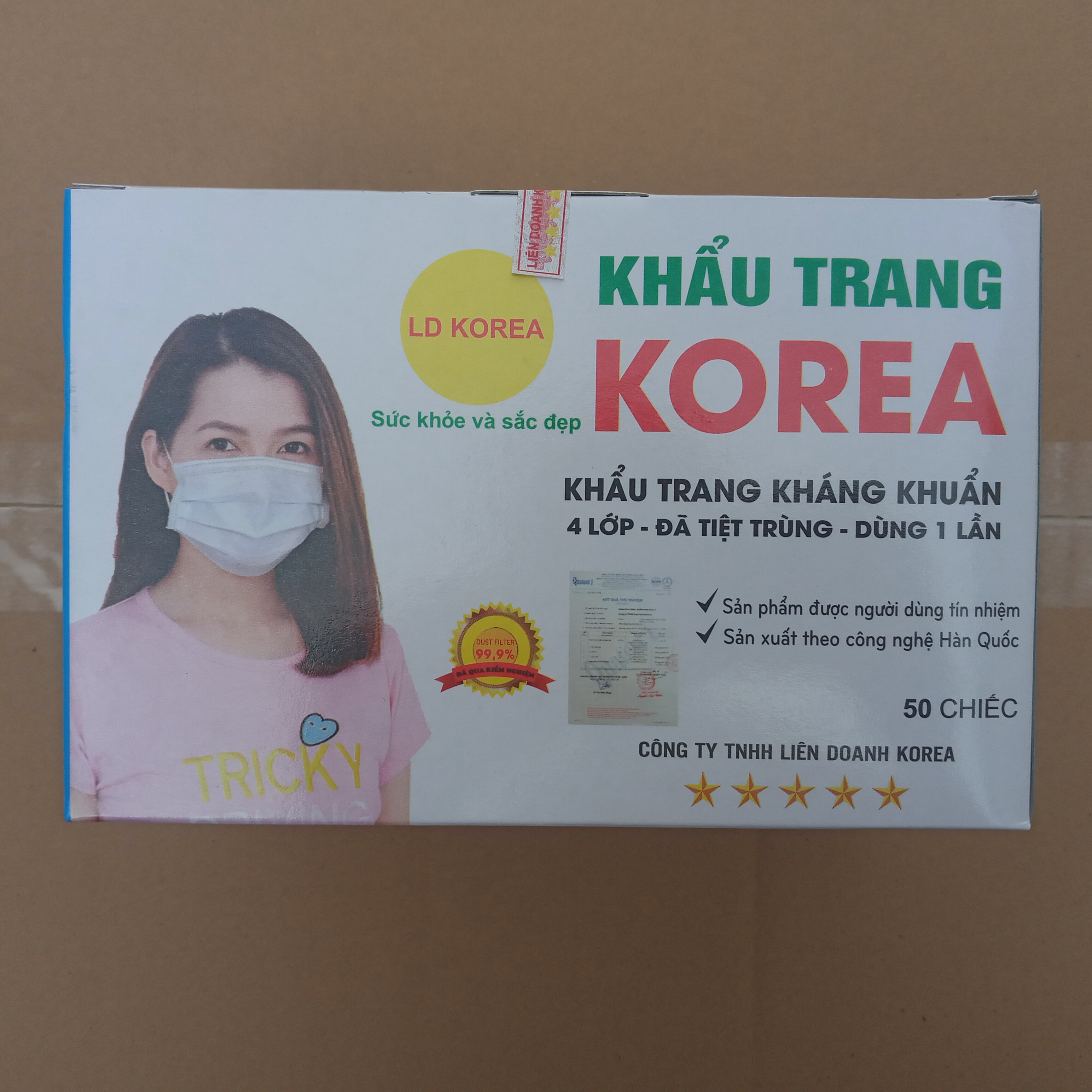 Combo 4 hộp khẩu trang y tế korea, bốn lớp (tương đương 200 chiếc)