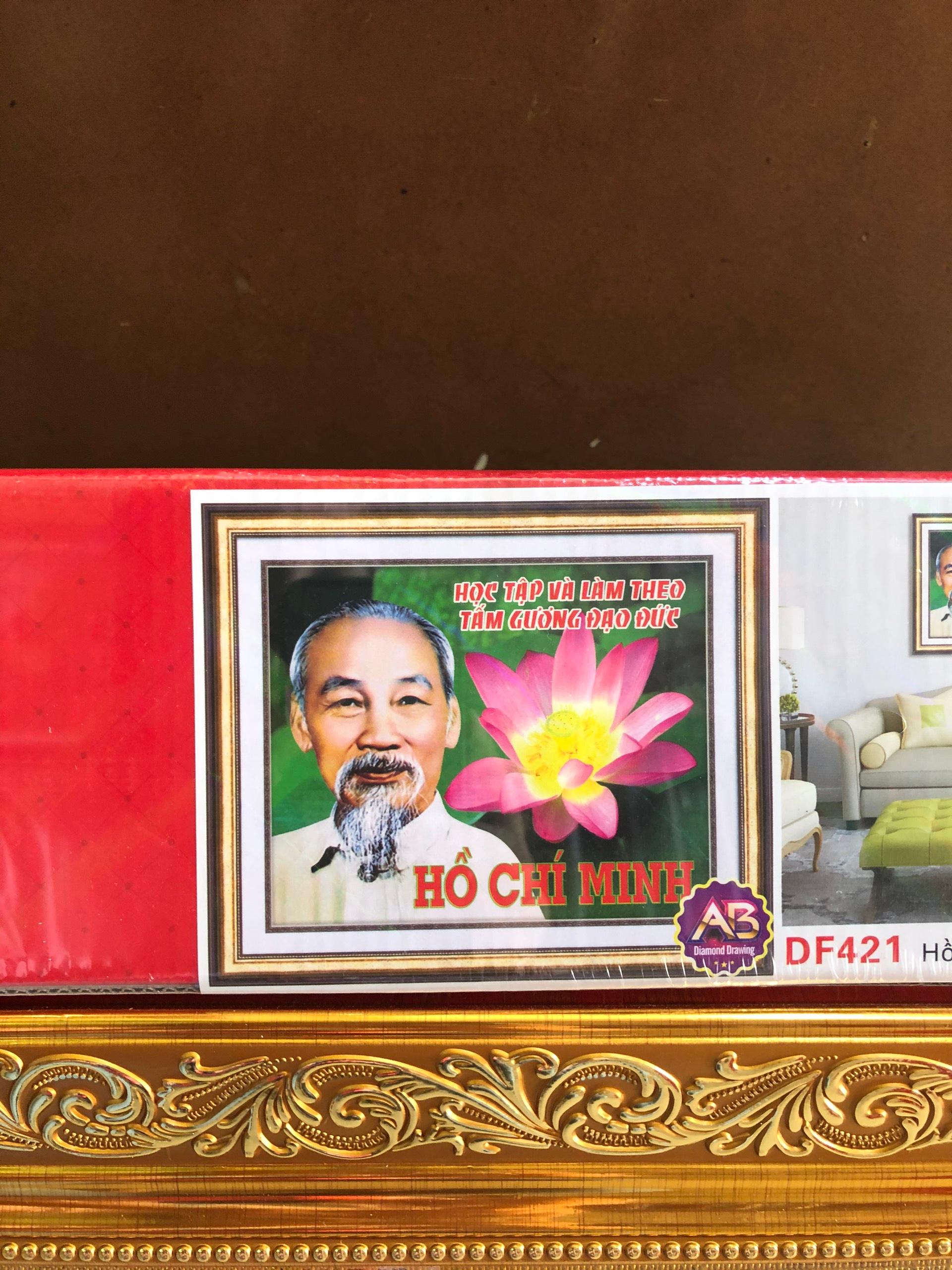 Tranh Đính Đá BÁC HỒ (ĐÁ ABC CAO CẤP). Kích Thước: 70cm x 58cm