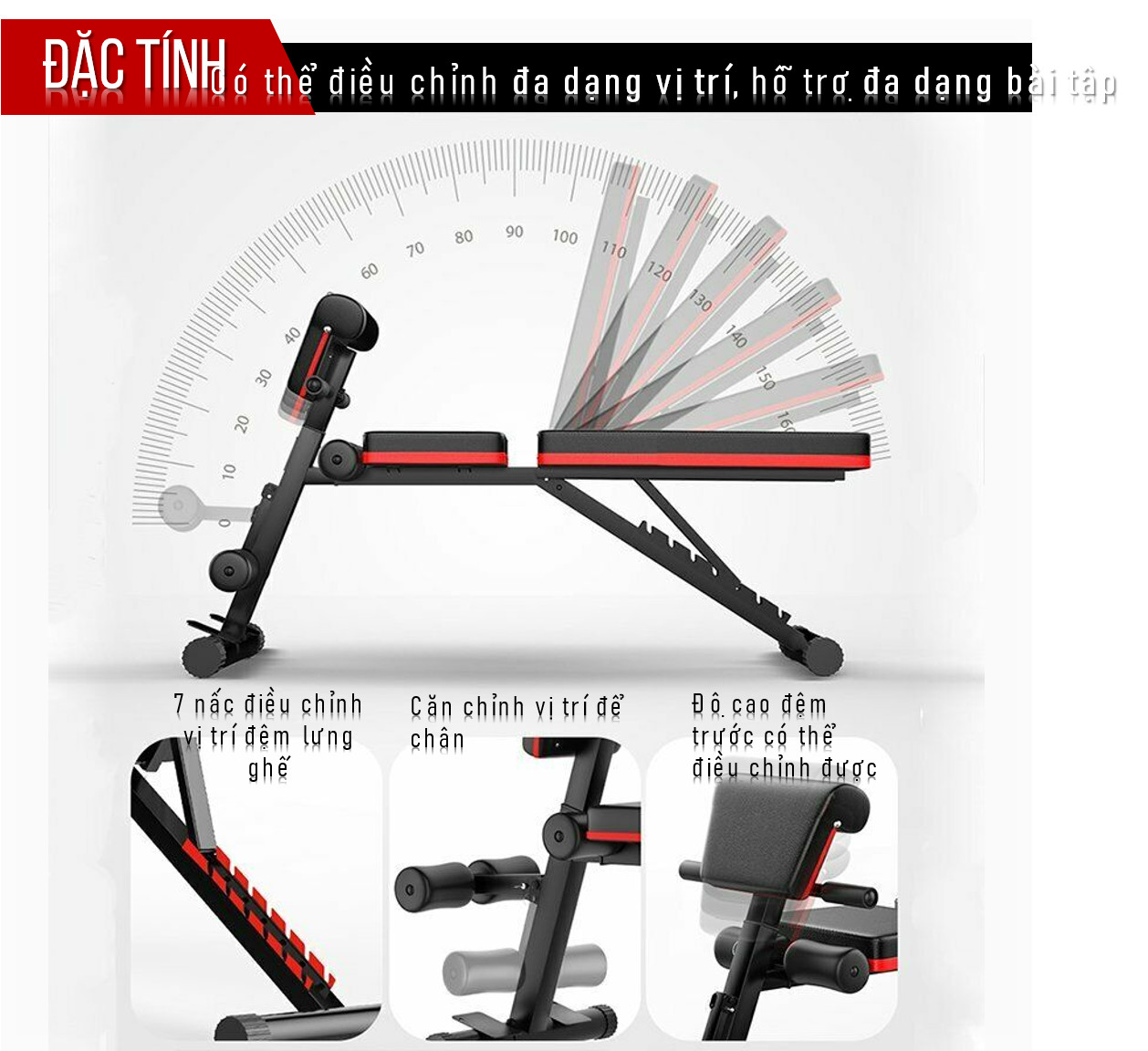 Ghế Tập Gym Đa Năng Tại Nhà - Phiên Bản 2021 - 4in1 - Ghế Tập Tạ Đa Năng - Tặng Dụng Cụ Chống Đẩy