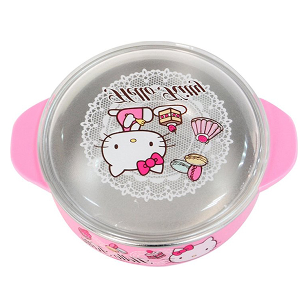 Bát Ăn Cho Bé Có Nắp Đậy Lock&amp;Lock Hello Kitty Bằng Thép Không Gỉ LKT479 (13.1 x 10.5 x 5.5 cm) - Hồng