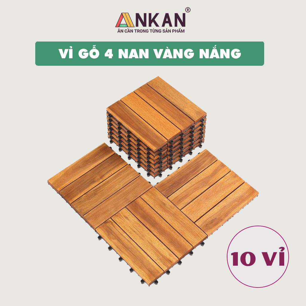 Hình ảnh Vỉ Gỗ Lót Sàn Thương Hiệu ANKAN, Loại 4 Nan Lớn, Ván Sàn Gỗ Vỉ Nhựa Dùng Để Trang Trí Ban Công Ở Các Khu Chung Cư, Khu Nhà Ở Và Các Biệt Thự, Resort Cao Cấp, Siêu Bền, Hàng Xuất Khẩu Đi Mỹ