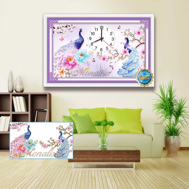 Tranh Đính Đá ĐỒNG HỒ CÔNG . Kích Thước: 75cm x 50cm