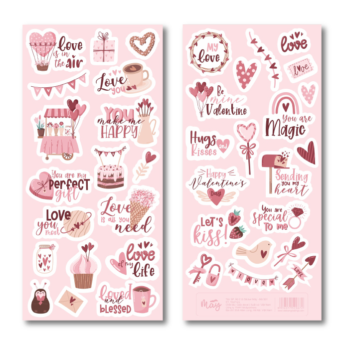 Sticker Mây - Bộ 2 tờ Sticker tình yêu dễ thương