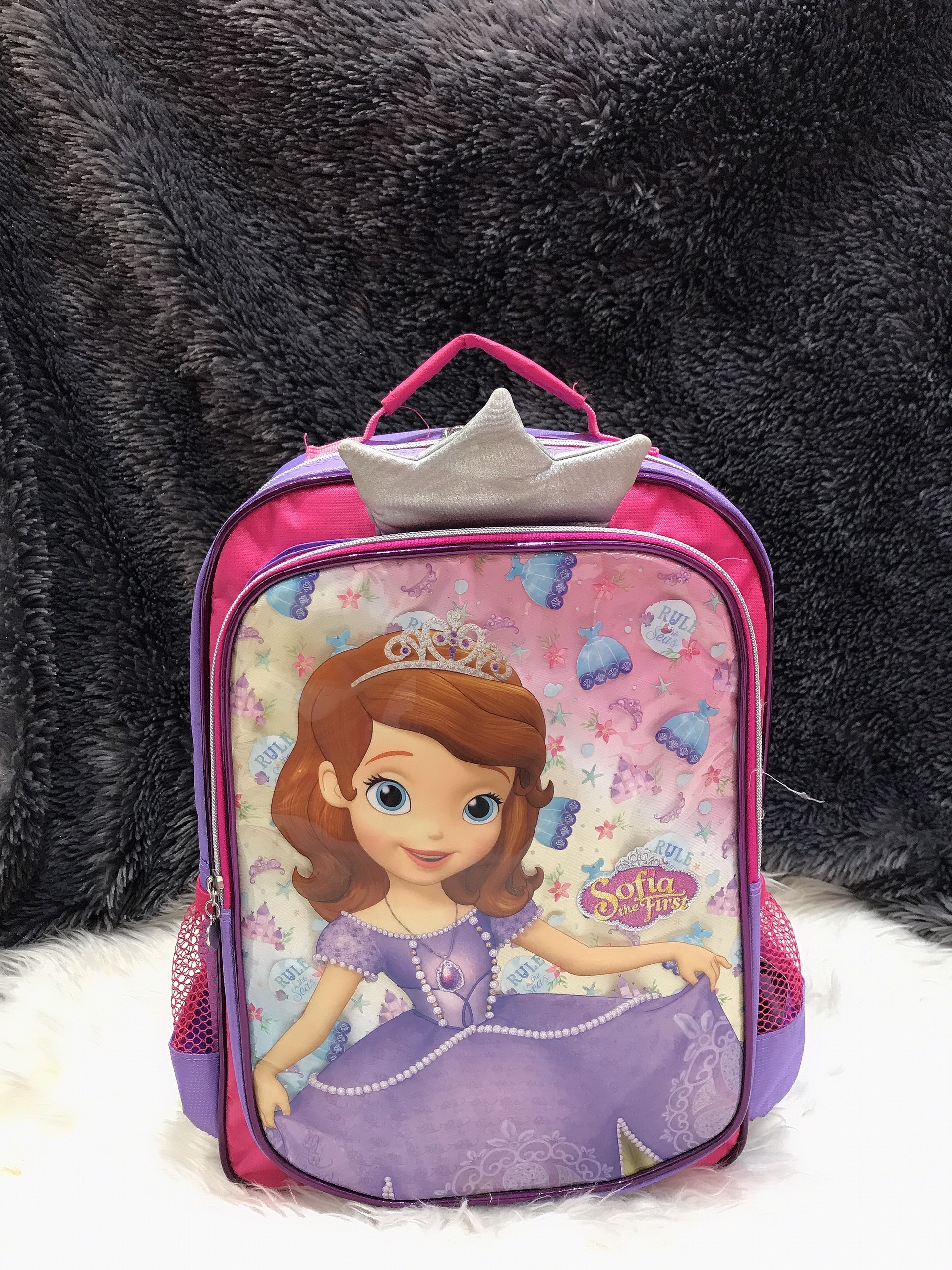 Balo, cặp táp 17'' 2 ngăn hình công chúa Sofia Princess cầm váy màu hồng tím - 740SFNG5021372H