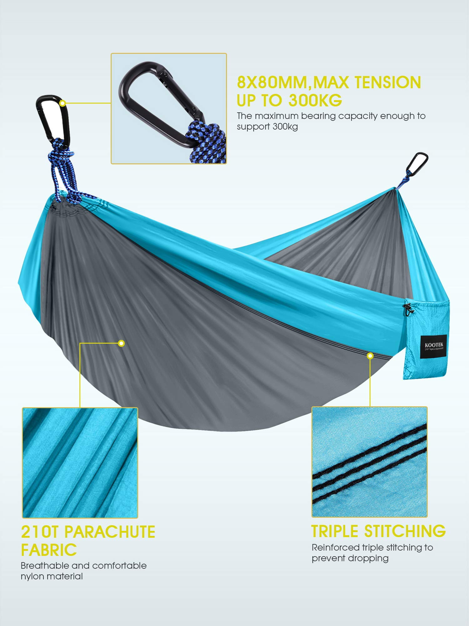 Siêu Nhẹ Cắm Trại Ngoài Trời Nylon Võng Ngủ Đầm Cây Giường Vườn Sân Sau Đồ Treo Đôi Võng Ghế Hangmat