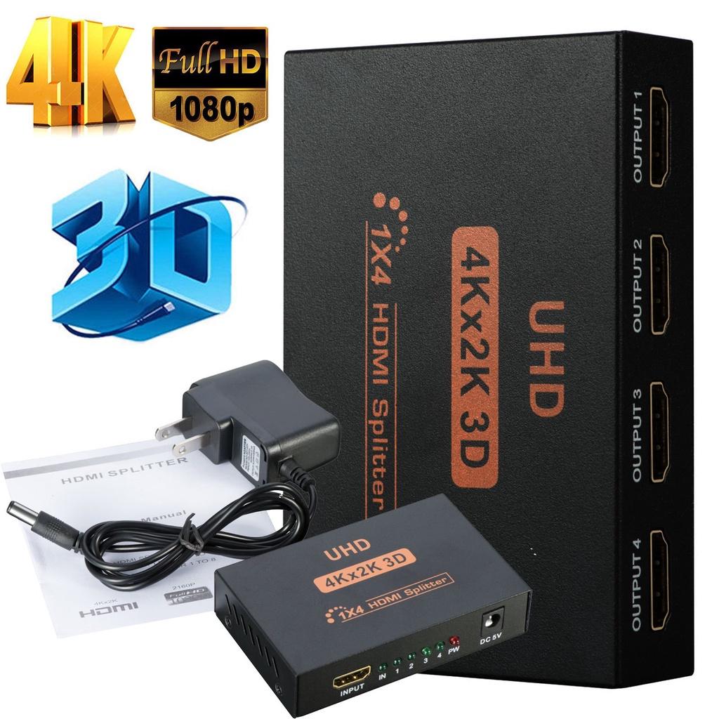 Bộ chia HDMI 1 vào 4 ra hỗ trợ Full HD 720, 1082, 3D, 2K, 4K