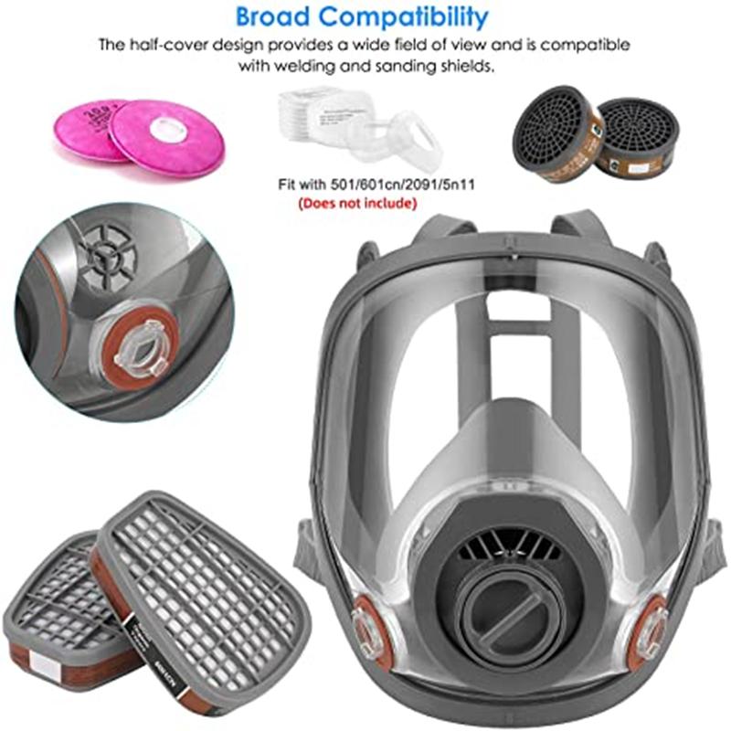 3 mặt nạ kết hợp 6800 Bộ lọc 6001/SJL Với bông lọc 5N11 / Hộp lọc 501 Mặt nạ phòng độc