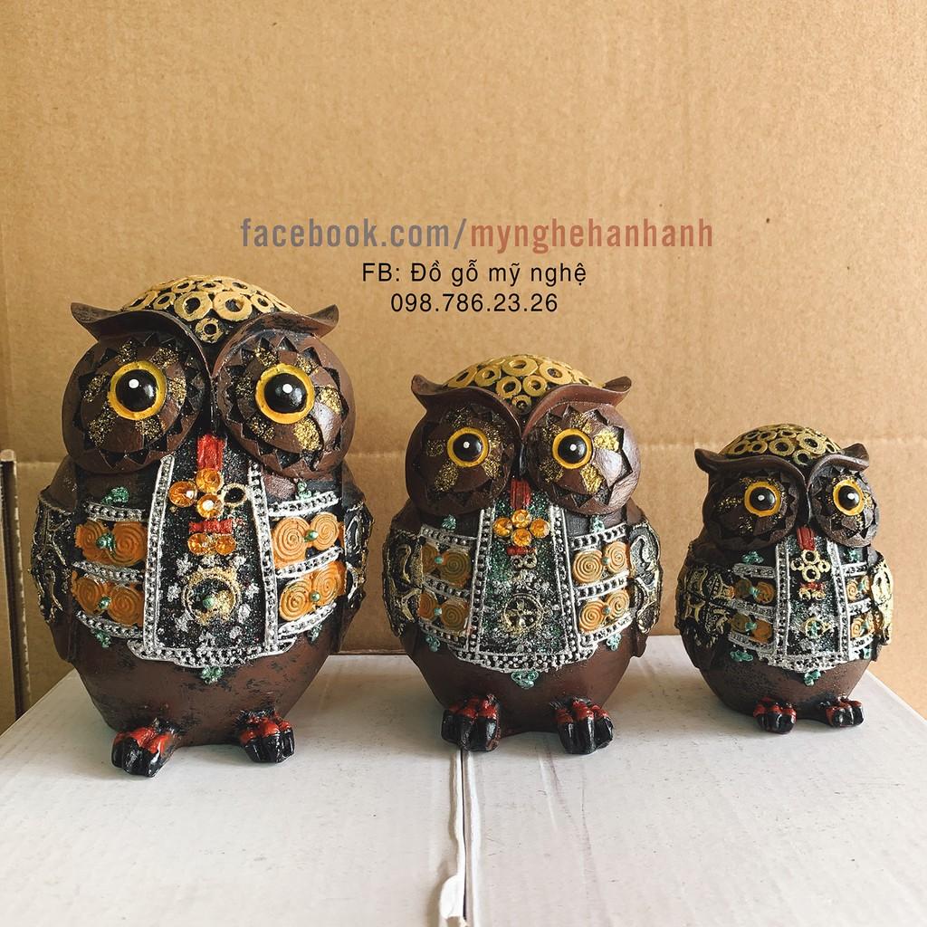 Combo set 3 chim cú biểu tượng sự may mắn