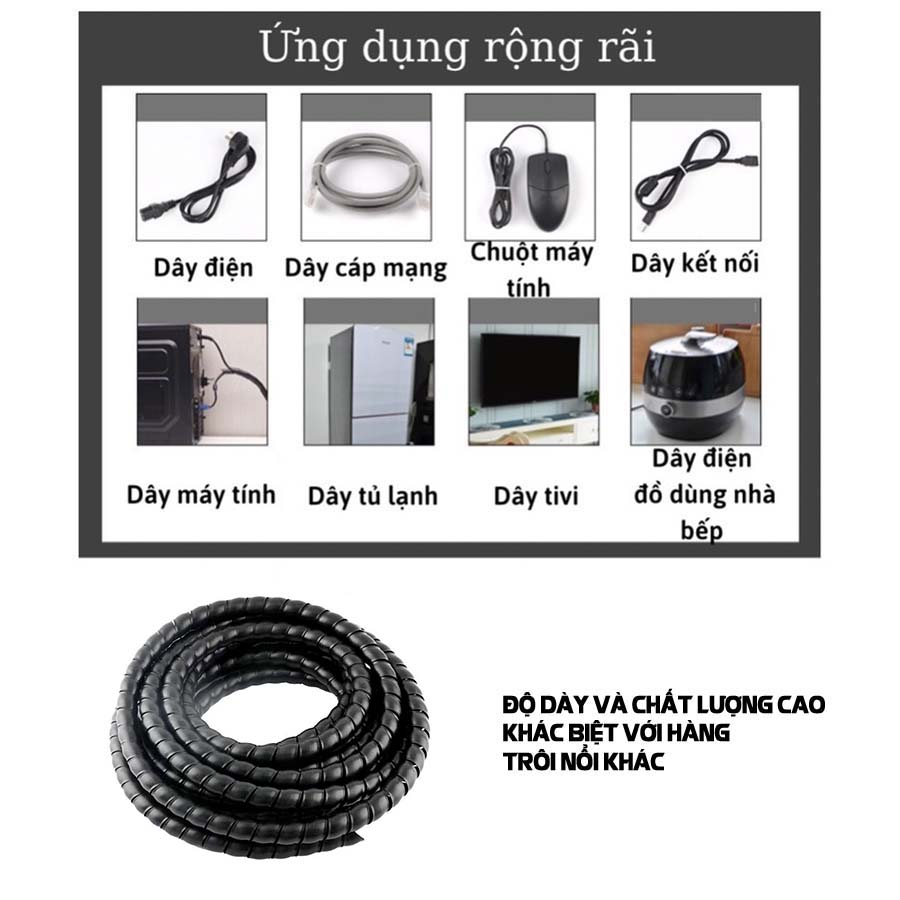 Ống xoắn quấn gọn dây cáp JH-03 làm gọn dây điện ống ruột gà dây ruột gà (3m + dụng cụ)