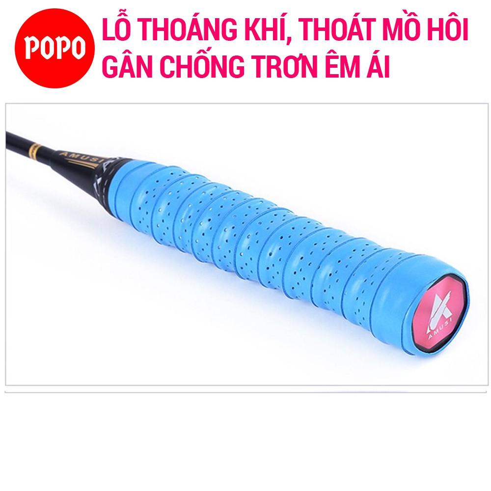 Quấn cán tennis, cầu lông Bộ 5 cái có gân chống trơn POPO chất liệu thoáng khí thoát mồ hôi