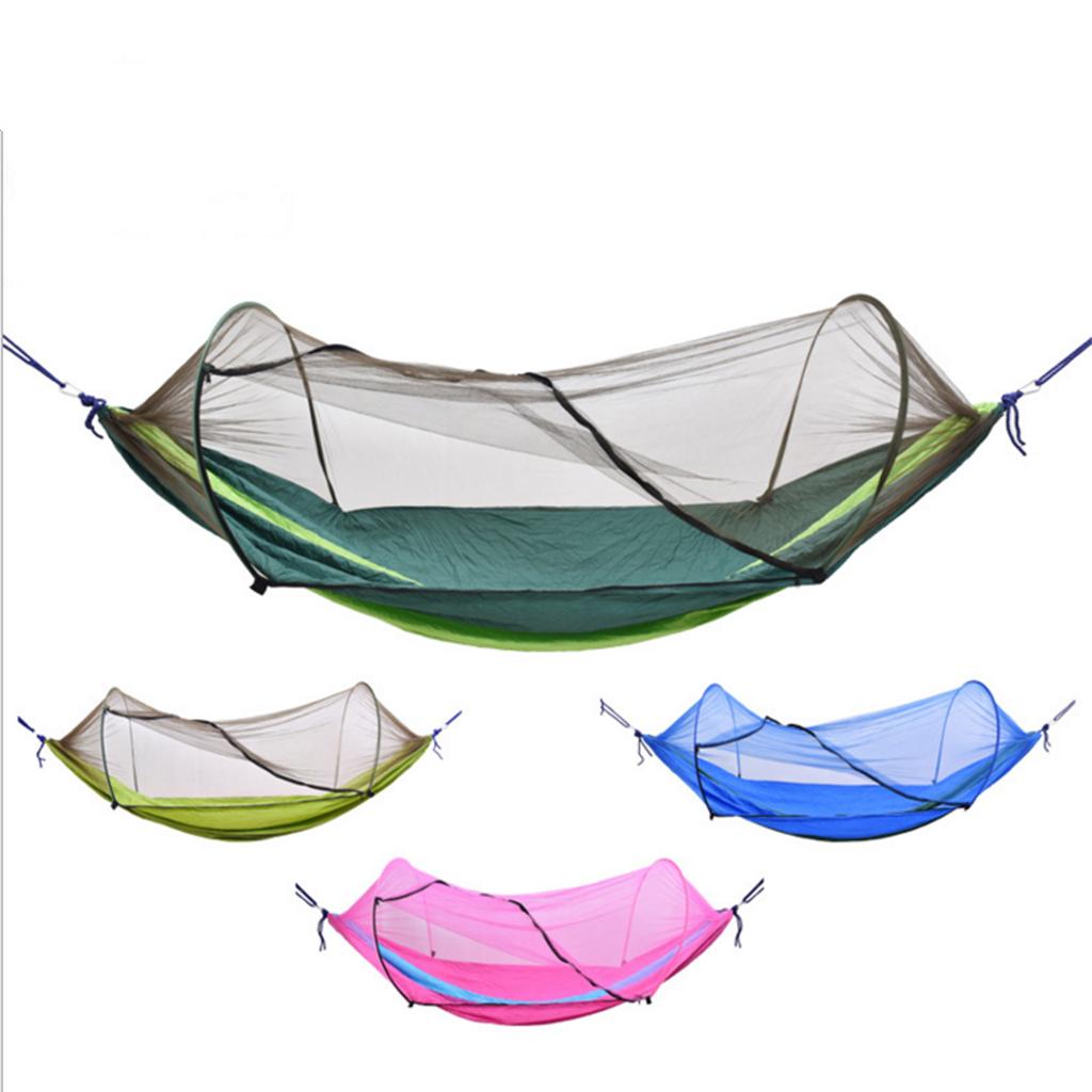 Outdoor Camping Hammock Boat Hanging Bed with Mosquito Net Dark Green