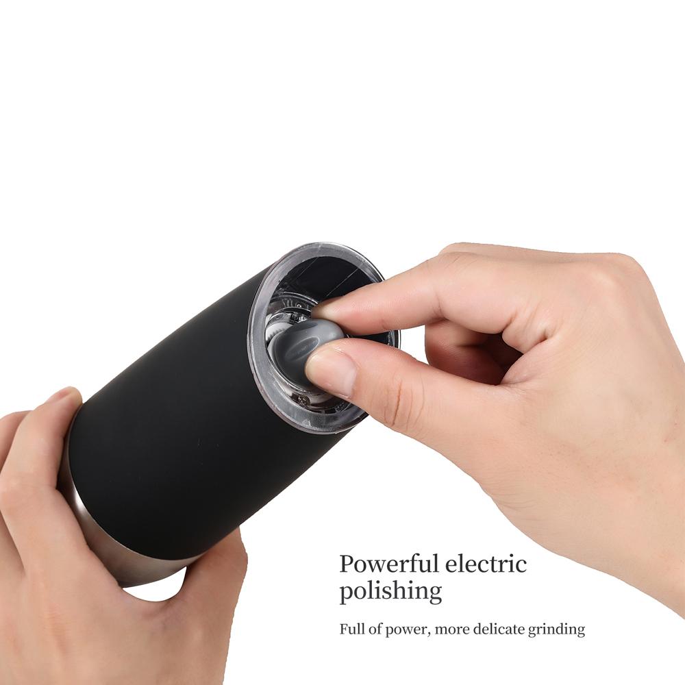 2 Chiếc Đen Điện Cối Xay Tiêu Có Giá Đỡ Muối Và Tiêu Bộ Máy Mài Thép Không Gỉ Trọng Lực Tự Động Cối Xay Gia Vị Nhà Bếp