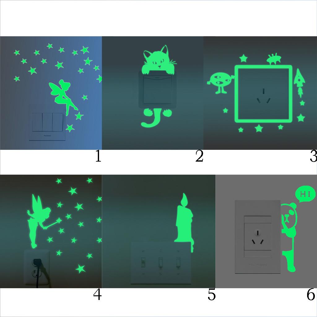 Home Switch Cover Wall Light Socket Glow in the Dark Stickers Decor Stars