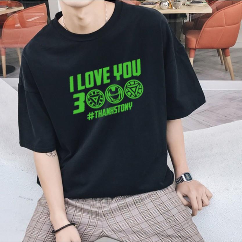 Áo Thun Tay Lỡ Unisex Đen Huyền Bí I Love You 3000