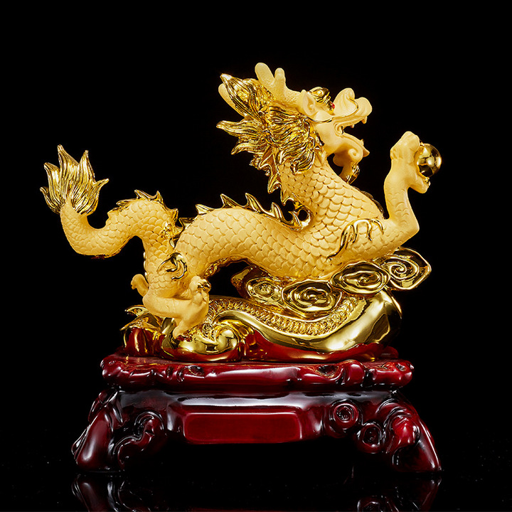 Tượng Rồng Vàng Phong Thủy Trang Trí Nhà Cửa (Quà Tân Gia, Quà Khai Trương) - Home Decor Furniture